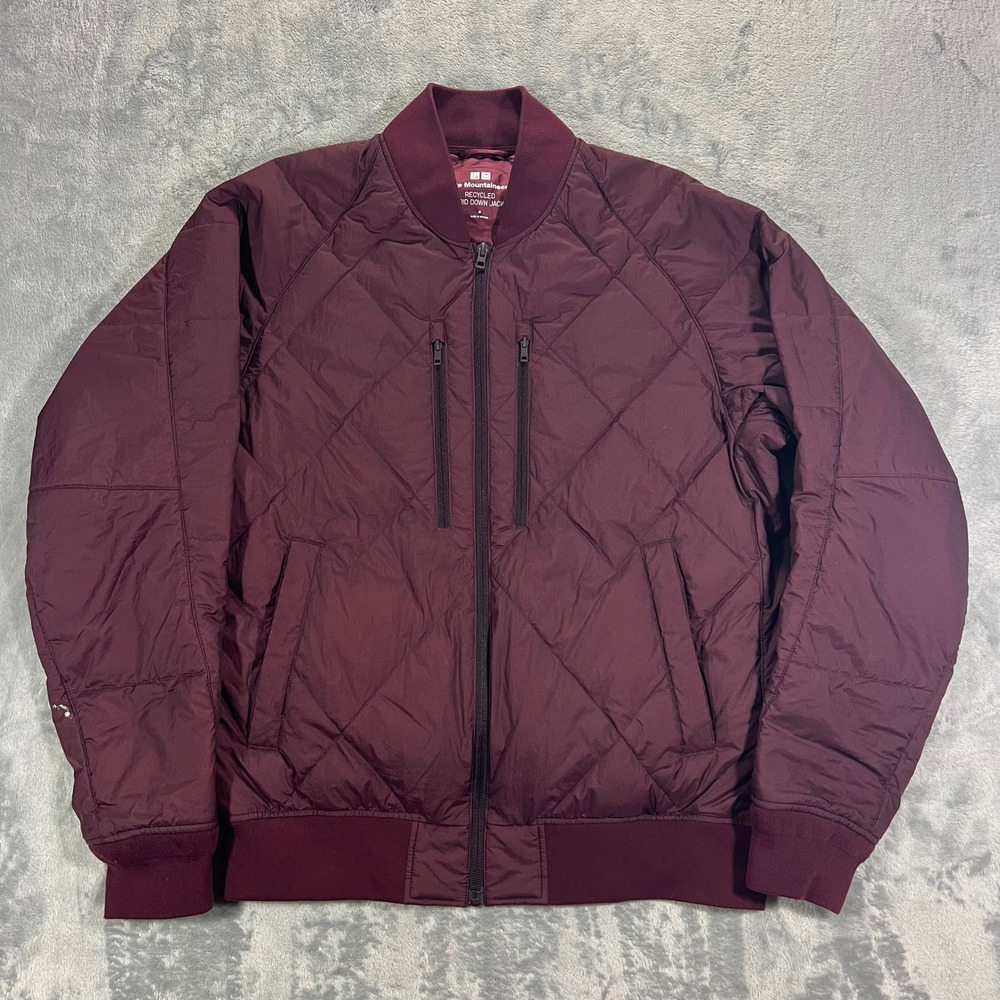 UNIQLO White Mountaineering Hybrid Down Jacket Unisex M Wine Good Winter Puffer